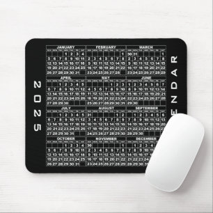 2025 Kalender Mousepad Zwart Muismat