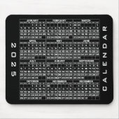 2025 Kalender Mousepad Zwart Muismat (Voorkant)
