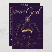 2025 Kalender Nativity Manager Glory to God Script Feestdagenkaart (Voorkant / Achterkant)
