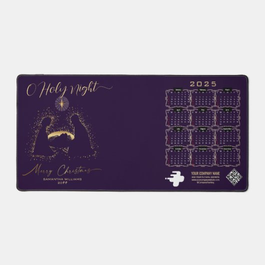 2025 Kalender Nativity Manger O Holy Night Script Bureaumat (Voorkant)