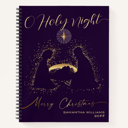 2025 Kalender Nativity Manger O Holy Night Script Notitieboek (Voorkant)