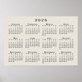 2025 Kalender op Faux Canvas Textuur Sjabloon Poster (Voorkant)