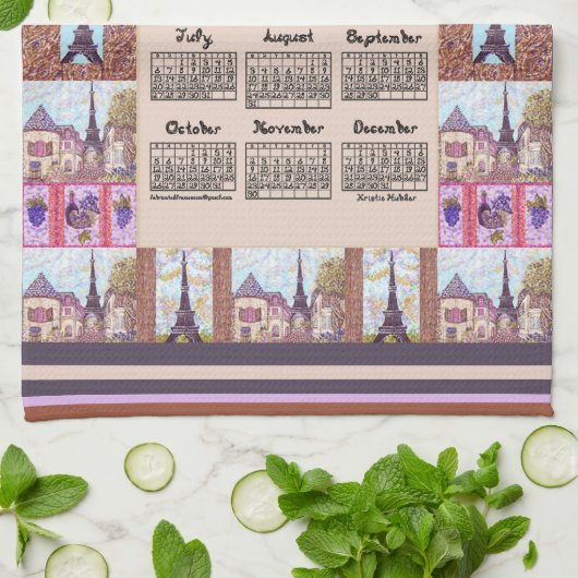 2025 Kalender Parijs Eiffeltoren Pointillisme Art Theedoek (Gevouwen)