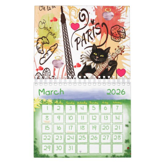 2025 Kalender Parijs Frankrijk Cat Kitten (Mar 2026)