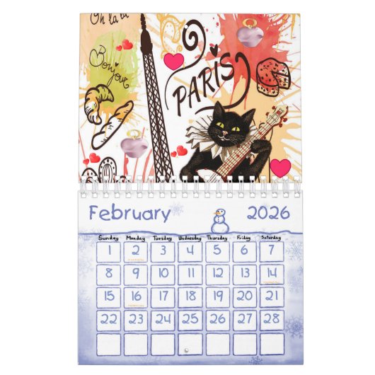 2025 Kalender Parijs Frankrijk Cat Kitten (Feb 2026)
