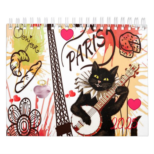 2025 Kalender Parijs Frankrijk Cat Kitten (Hoes)