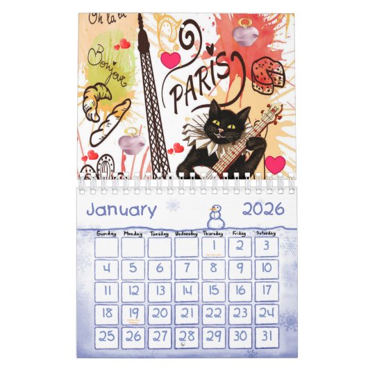 2025 Kalender Parijs Frankrijk Cat Kitten (Jan 2026)
