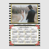2025 Kalender Preppy Bloemen Strepen | Aangepaste  Magnetische Uitnodiging (Voorkant)