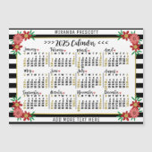 2025 Kalender Preppy Bloemen Strepen Aangepaste na Magnetische Uitnodiging (Voorkant)
