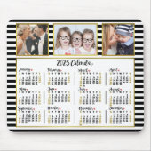 2025 Kalender Preppy Stripes Aangepaste Fotocollag Muismat (Voorkant)