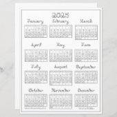 2025 Kalender Printable Zilver Grijs Stof Font (Voorkant / Achterkant)