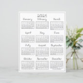 2025 Kalender Printable Zilver Grijs Stof Font (Staand voorkant)