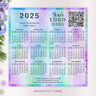 2025 Kalender QR Code Bedrijf Logo Faux Iridescent
