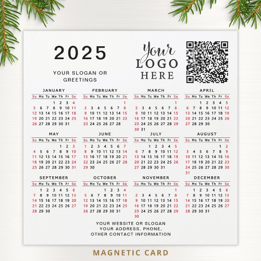 2025 Kalender QR Code Bedrijf Logo Magnet