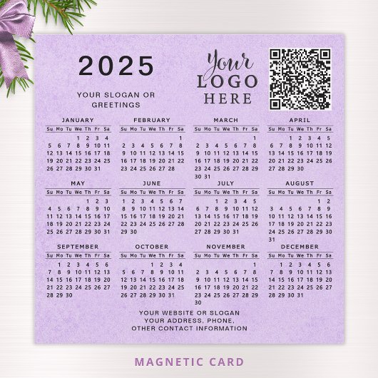 2025 Kalender QR Code Business Logo Paarse magneet