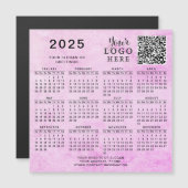 2025 Kalender QR Code Business Logo Roze Magneet (Voorkant / Achterkant)