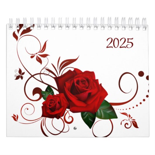 2025 Kalender Red Rose Floral (Hoes)