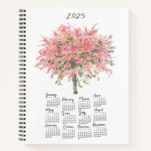 2025 Kalender Regenboog Douche Boom Notitieboek (Voorkant)