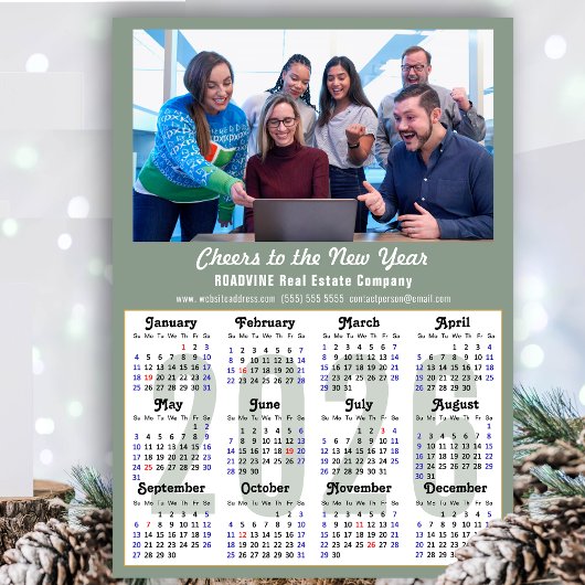 2025 Kalender Sage Green Bedrijfsfoto Magnetisch