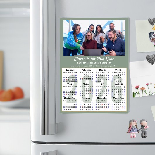 2025 Kalender Sage Green Bedrijfsfoto Magnetisch