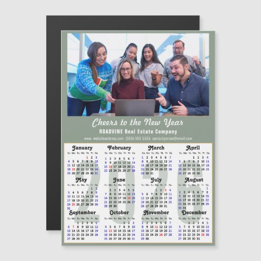2025 Kalender Sage Green Bedrijfsfoto Magnetisch (Voorkant / Achterkant)