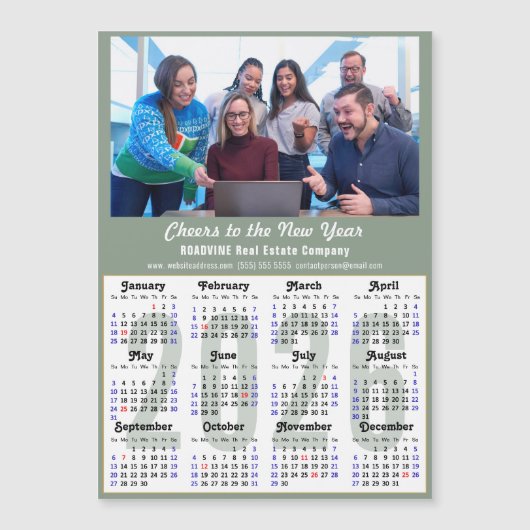 2025 Kalender Sage Green Bedrijfsfoto Magnetisch (Voorkant)