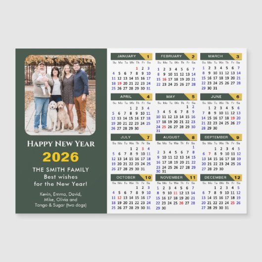 2025 Kalender Sage Groen Minimalistische Foto Magn (Voorkant)