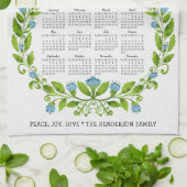 2025 Kalender Schattige Zonneblauw Bloemen Bloemen Theedoek (Gevouwen)