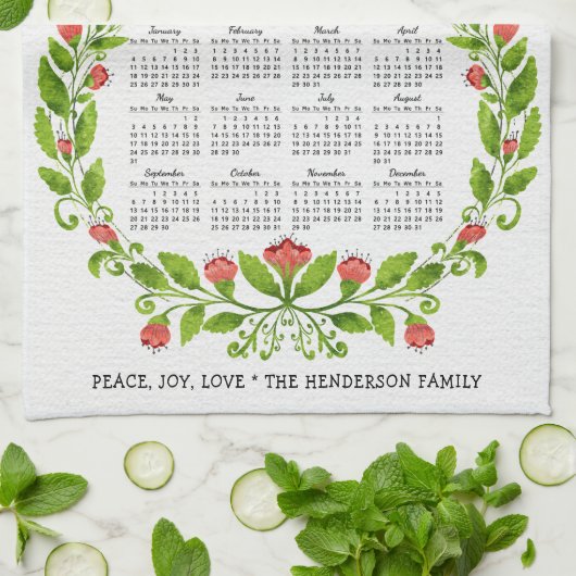 2025 Kalender Schattigee Bloemen Theedoek (Gevouwen)