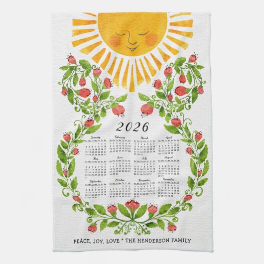 2025 Kalender Schattigee Bloemen Theedoek (Verticaal)