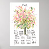 2025 Kalender Tall Waterverf Regenboog Douche Tree Poster (Voorkant)