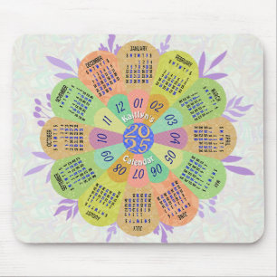 2025 Kalender Unieke Boho Retro Bloem Aangepaste N Muismat