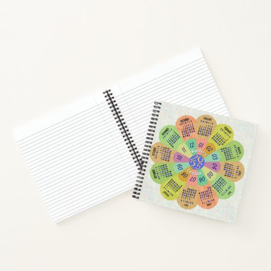2025 Kalender Unieke Boho Retro Bloem met Naam Notitieboek (Binnen)