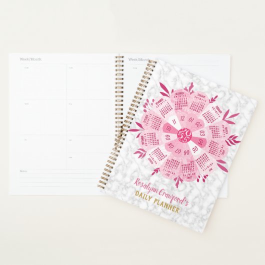 2025 Kalender Unieke Boho Roze Bloem Aangepaste Na Planner (Display)