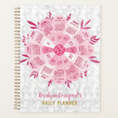 2025 Kalender Unieke Boho Roze Bloem Aangepaste Na Planner (Voorkant)