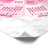 2025 Kalender Unieke Ronde Boho Roze Bloem Custom Poster (Hoek)