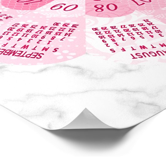 2025 Kalender Unieke Ronde Boho Roze Bloem Custom Poster (Hoek)