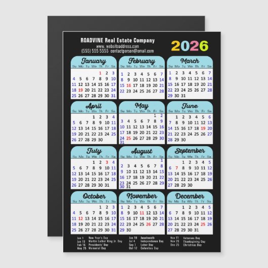 2025 Kalender US Feestdagen Eenvoudig Zakelijk Mag (Voorkant / Achterkant)