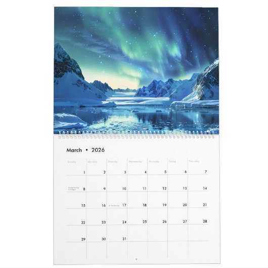 2025 Kalender van Aurora Borealis Kunstwerk (Mar 2026)