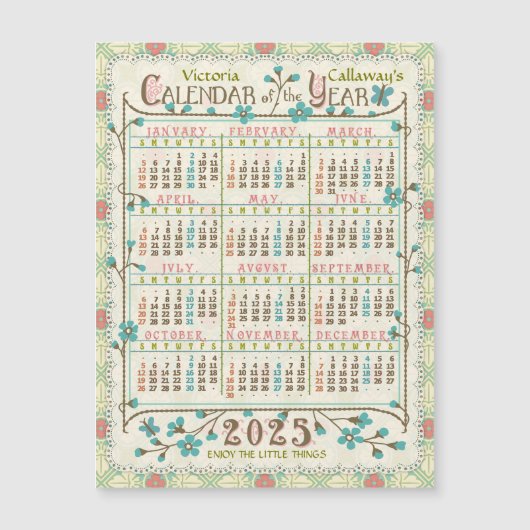 2025 Kalender Victoriaans Art Nouveau Kleine Magne (Voorkant)