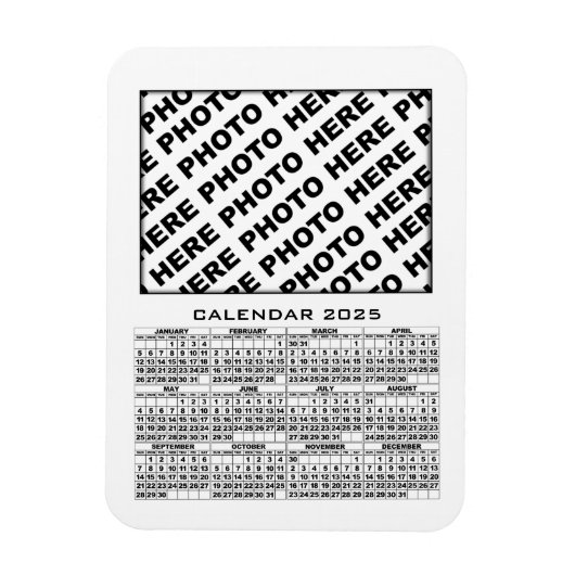 2025 Kalender Voeg 1 foto's Magneet Wit (Verticaal)