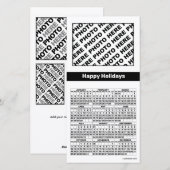 2025 Kalender Voeg 4 foto's toe Kaart Eenvoudig Zw (Voorkant / Achterkant)