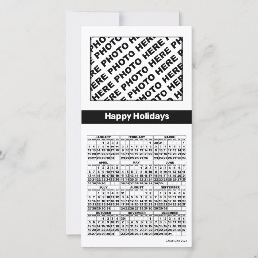 2025 Kalender Voeg 4 foto's toe Kaart Eenvoudig Zw (Voorkant)