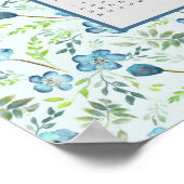 2025 Kalender Voljaar Blauwe Bloemen Poster (Hoek)