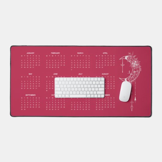 2025 Kalender Voljaar Boho Dusty Roos Desk Mat (Keyboard & Muis)