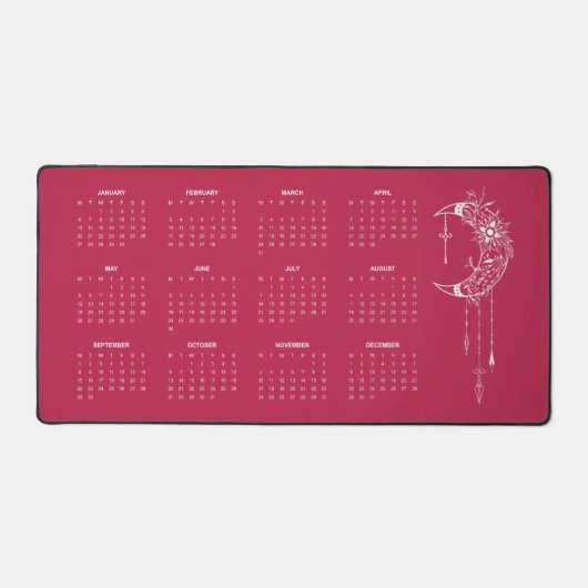 2025 Kalender Voljaar Boho Dusty Roos Desk Mat (Voorkant)