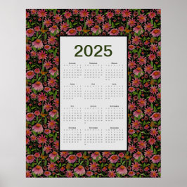 2025 Kalender Volle Jaar Kegelbloemen Poster