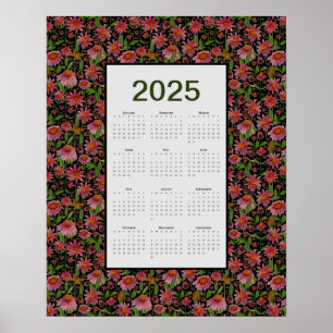2025 Kalender Volle Jaar Kegelbloemen Poster