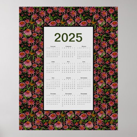 2025 Kalender Volle Jaar Kegelbloemen Poster (Voorkant)