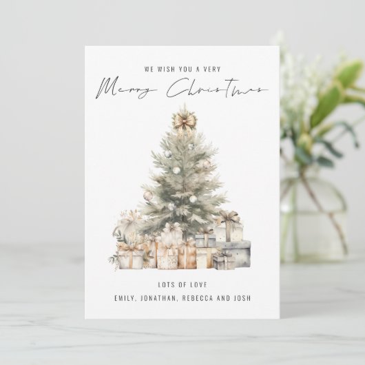 2025 Kalender Vrolijke Kerstboom Feestdagenkaart (Staand voorkant)